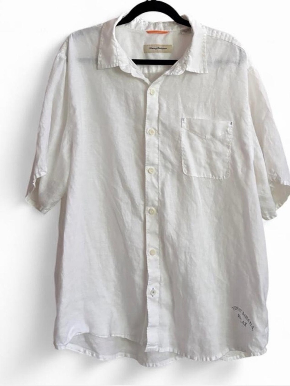 Tommy Bahama 100% Linen White Button Up Shirt XXL Resort Coastal
